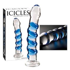   Icicles No. 5 - Spiralförmiger Glas-Dildo (transparent-blau)