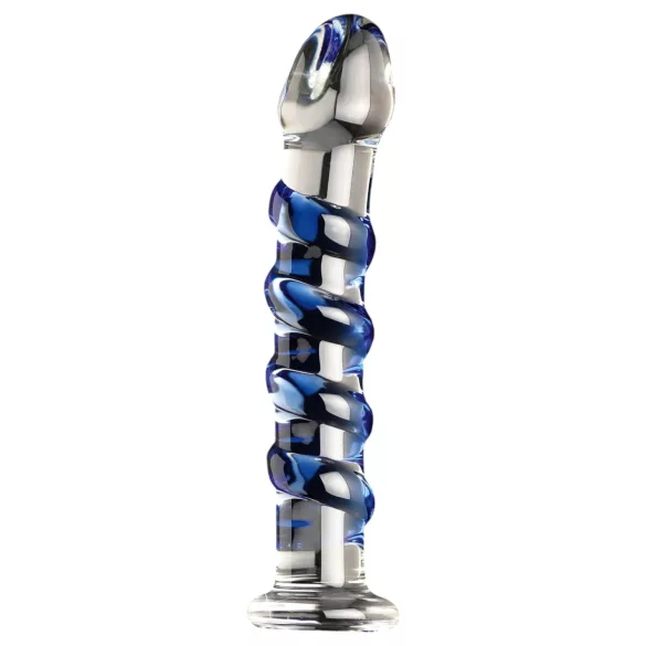 Icicles No. 5 - Spiralförmiger Glas-Dildo (transparent-blau)
