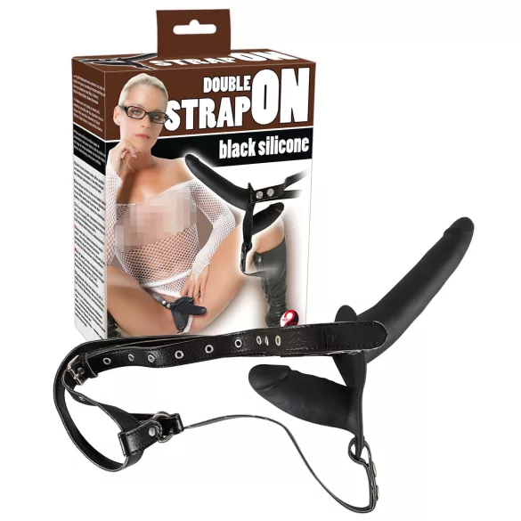 You2Toys - anlegbares Silikon-Dildo-Duo (schwarz)