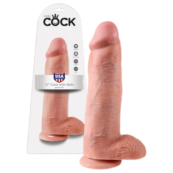 King Cock 12 großer Dildo mit Hoden (30 cm) - Natur