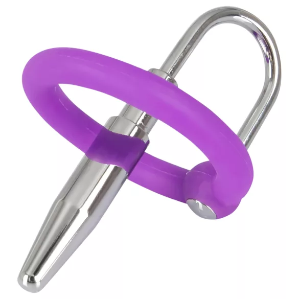 Penisplug - Silikon-Eichelring mit konischem Dilator (lila-silber)
