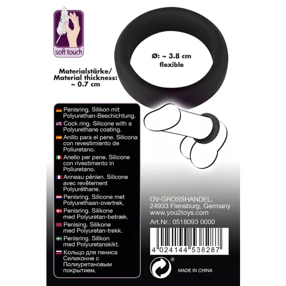 Black Velvet - extra dicke Penisring (3,8 cm) - schwarz