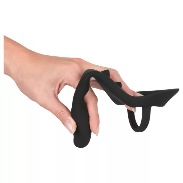 Black Velvet - Penis- und Hodenring Anal-Dildo (schwarz)