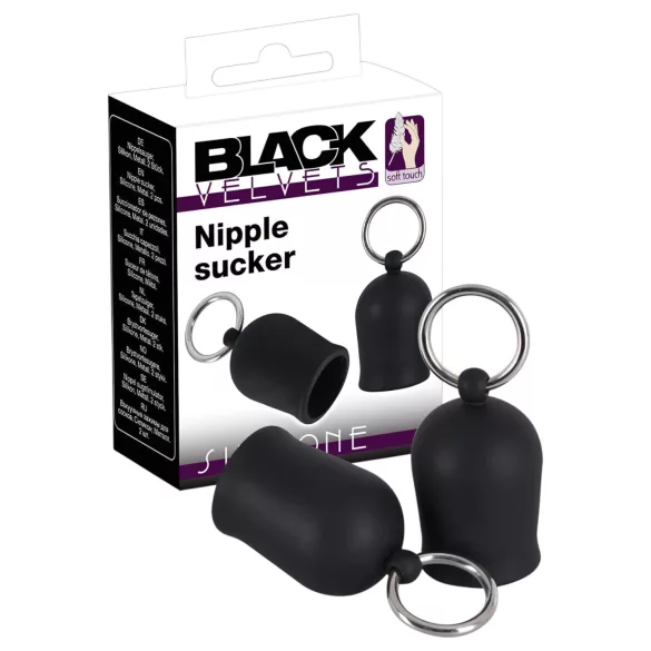 Black Velvets - Brustwarzensauger mit Metallring (schwarz)