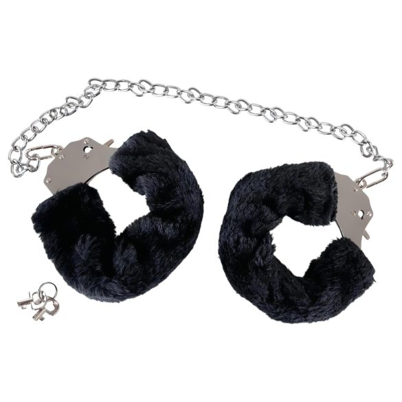 You2Toys - Flauschige Handschellen mit langer Kette - schwarz
