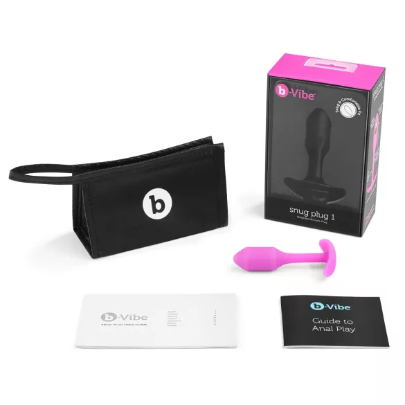 b-Vibe Snug Plug 1 - Analplug mit Innengewicht (55 g, Pink)