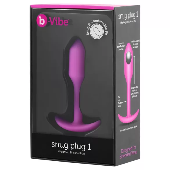 b-Vibe Snug Plug 1 - Analplug mit Innengewicht (55 g, Pink)