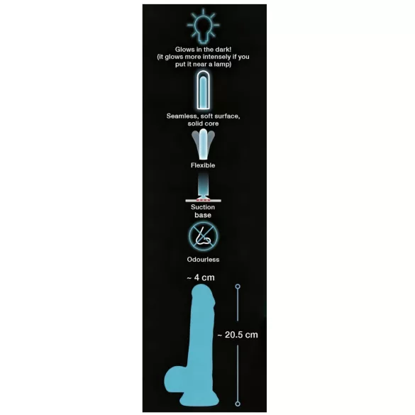 You2Toys Glow in the Dark - Leuchtender Saugnapf-Dildo (blau)