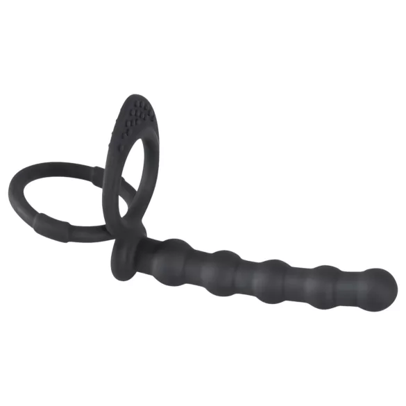 Black Velvet - Hoden- & Penisring mit Anal-Dildo (schwarz)
