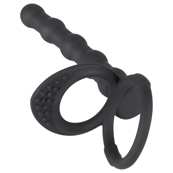 Black Velvet - Hoden- & Penisring mit Anal-Dildo (schwarz)