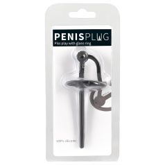 Penisplug - Silikon Eichelring mit hohlem Dilator (schwarz)