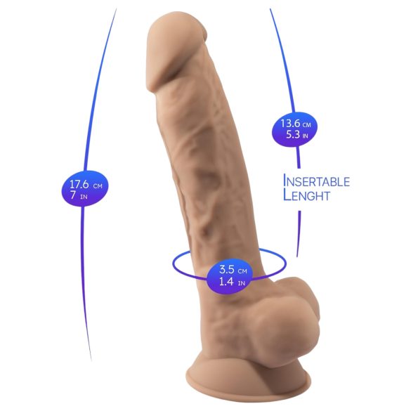 Silexd 7 - Saugnapf-Dildo - 17,5 cm (natur)