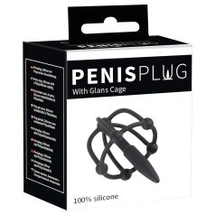 Penisplug - Silikon Eichelkäfig mit Dilator (schwarz)