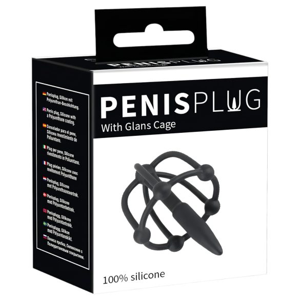 Penisplug - Silikon Eichelkäfig mit Dilator (schwarz)