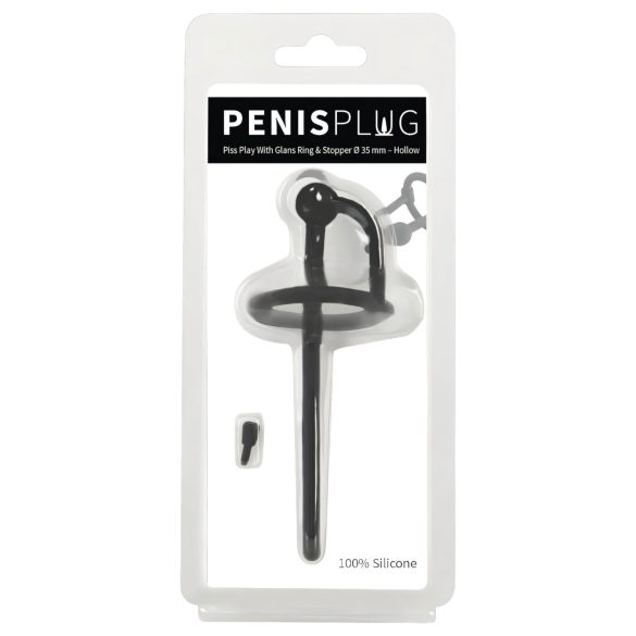 Penisplug - Silikondilator mit Eichelring (0,6mm) - schwarz
