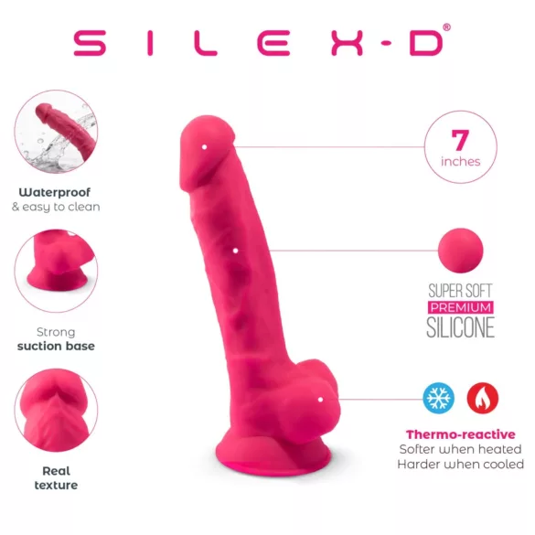 Silexd 7 - Dildo mit Saugnapf und Hoden - 17,5 cm (pink)