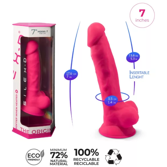 Silexd 7 - Dildo mit Saugnapf und Hoden - 17,5 cm (pink)