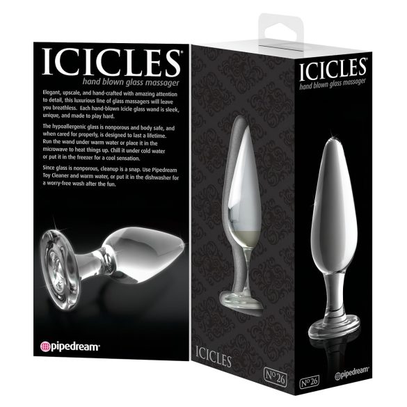 Icicles No. 26 - Kegelförmiger Glas Analplug (transparent)