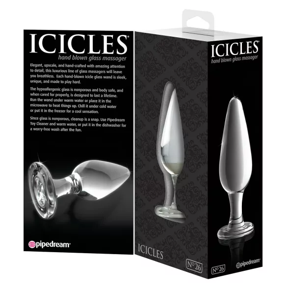 Icicles Nr. 26 - konischer Analdildo aus Glas (transparent)
