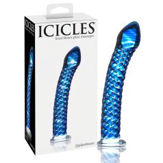 Icicles Nr. 29 - Spiral Glasdildo (Blau)