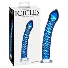 Icicles Nr. 29 - Spiral Glasdildo (Blau)