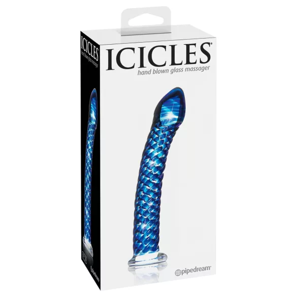 Icicles Nr. 29 - Spiral Glasdildo (Blau)