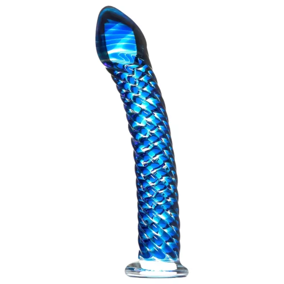 Icicles Nr. 29 - Spiral Glasdildo (Blau)