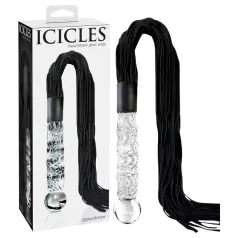   Icicles Nr. 38 - Lederpeitsche und Glasdildo (transparent-schwarz)