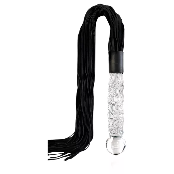 Icicles Nr. 38 - Lederpeitsche und Glasdildo (transparent-schwarz)