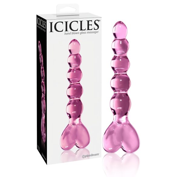 Icicles Nr. 43 - Perlenherz Glasdildo (pink)