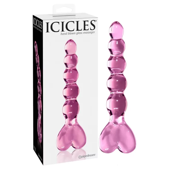 Icicles Nr. 43 - Perlenherz Glasdildo (pink)