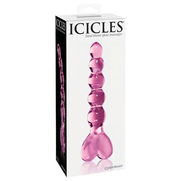 Icicles Nr. 43 - Perlenherz Glasdildo (pink)