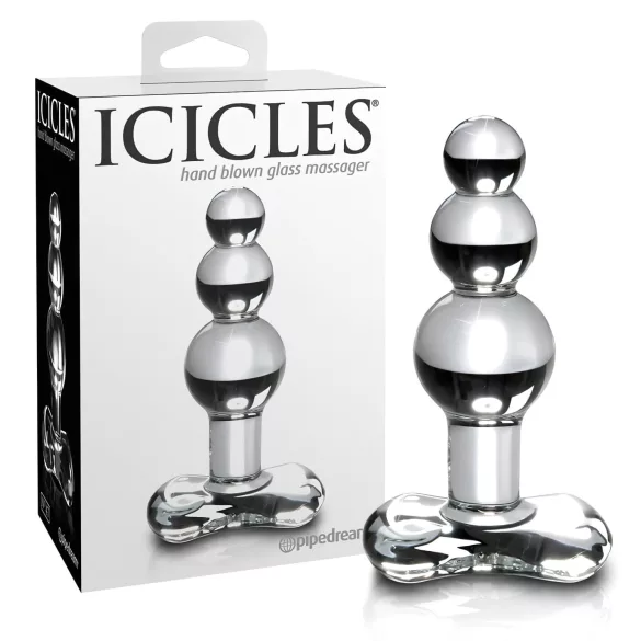 Icicles No. 47 - dreifach-perlen, Glas Analplug (transparent)
