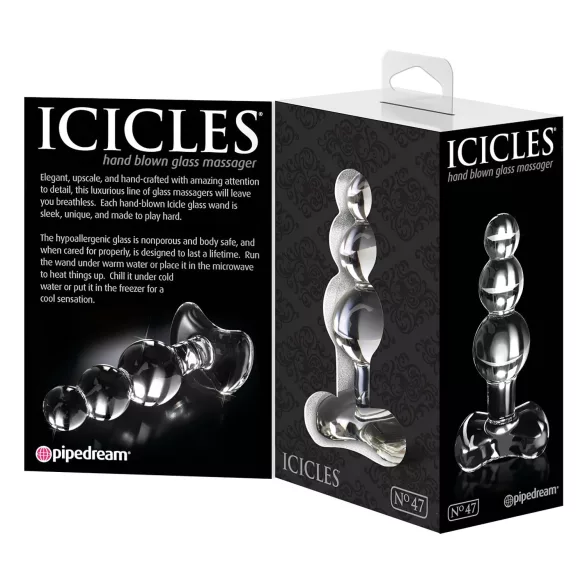 Icicles No. 47 - dreifach-perlen, Glas Analplug (transparent)
