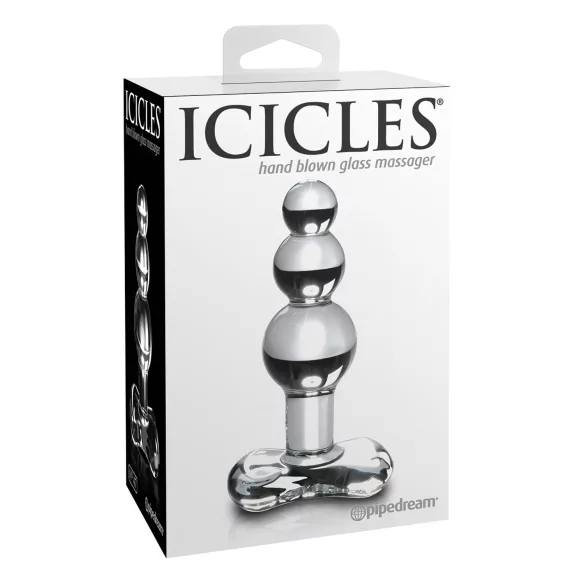 Icicles No. 47 - dreifach-perlen, Glas Analplug (transparent)