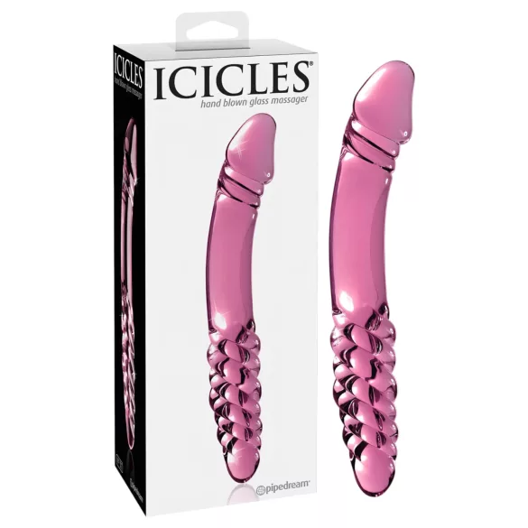 Icicles Nr. 57 - Doppelseitiger Glasdildo mit Penisform (Rosa)
