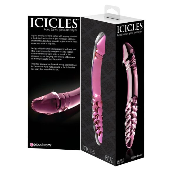 Icicles Nr. 57 - Doppelseitiger Glasdildo mit Penisform (Rosa)