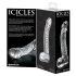 Icicles No. 61 - Hergestellter Glasdildo mit Testikeln (durchsichtig)