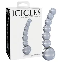  Icicles No. 66 - Gebogener, kugeliger Glasdildo (transparent)