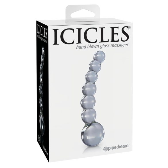 Icicles No. 66 - Gebogener, kugeliger Glasdildo (transparent)