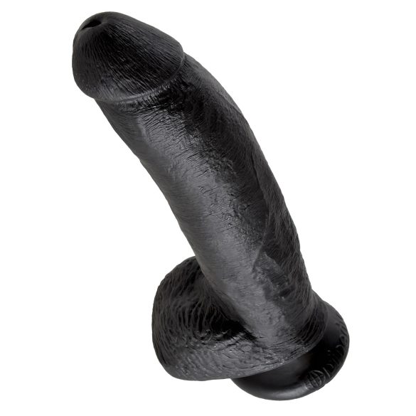 King Cock 9 - großer Saugfuß-Dildo mit Hoden (23cm) - schwarz