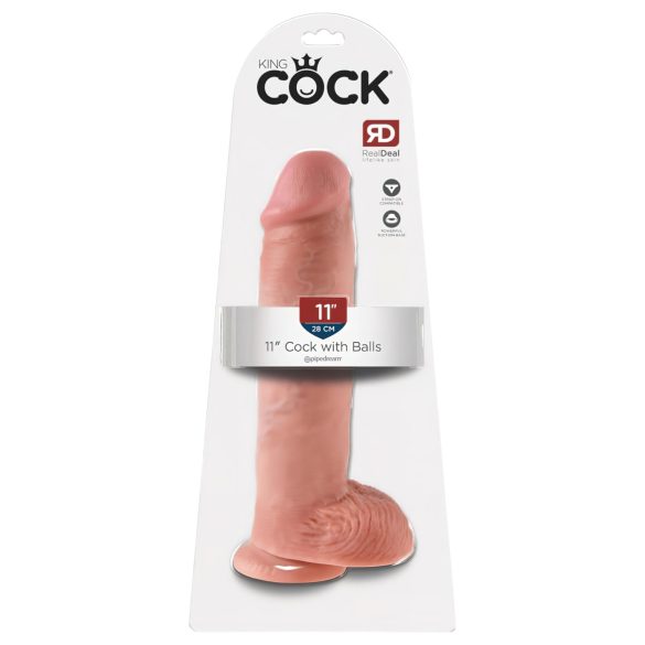 King Cock 11 - Saugnapf-Dildo mit Hoden (28cm) - Naturfarbe