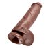 King Cock 11" - Großer Haftbasis-Dildo mit Hoden (28cm) - Braun