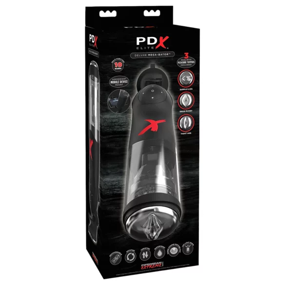 PDX Mega-Bator - rotierender, auf-ab bewegender Masturbator (schwarz)