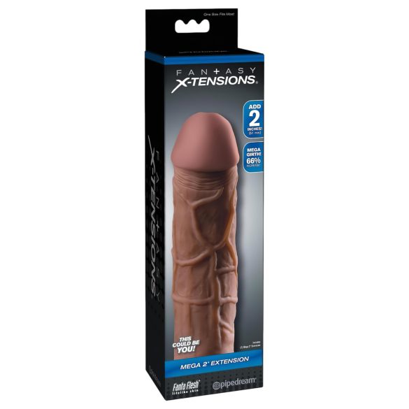 X-TENSION Mega 2 - realistische Penishülle (20,3 cm) - dunkel natur