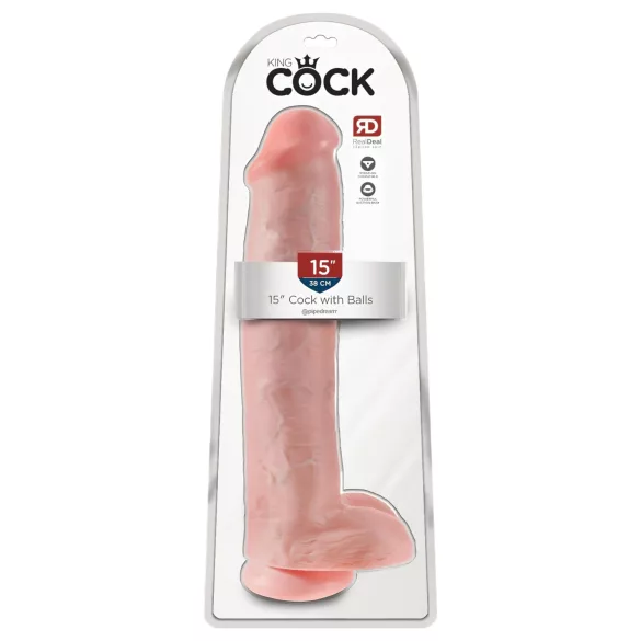 King Cock 15 - Dildo mit Hoden und Saugnapf (38 cm, naturfarben)