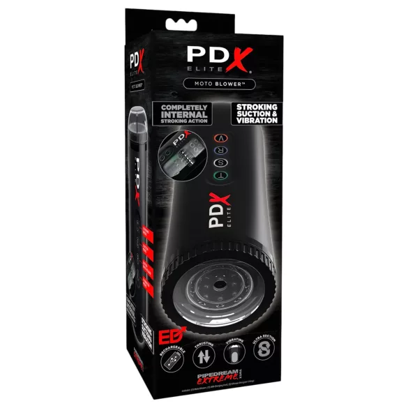 PDX Moto Blower - Saugender, vibrierender Masturbator (schwarz)