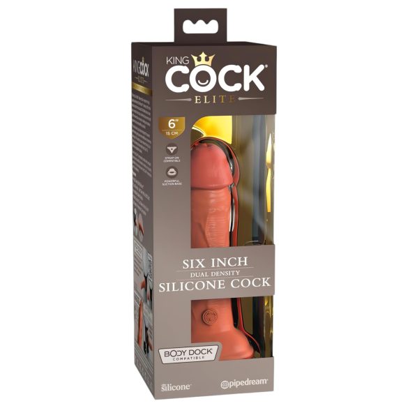 King Cock Elite 6 - realitätsnaher Dildo mit Saugnapf (15 cm) - dunkel