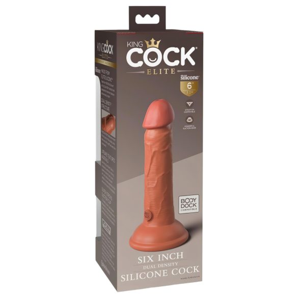 King Cock Elite 6 - Haftender, realistischer Dildo (15cm) - Dunkel