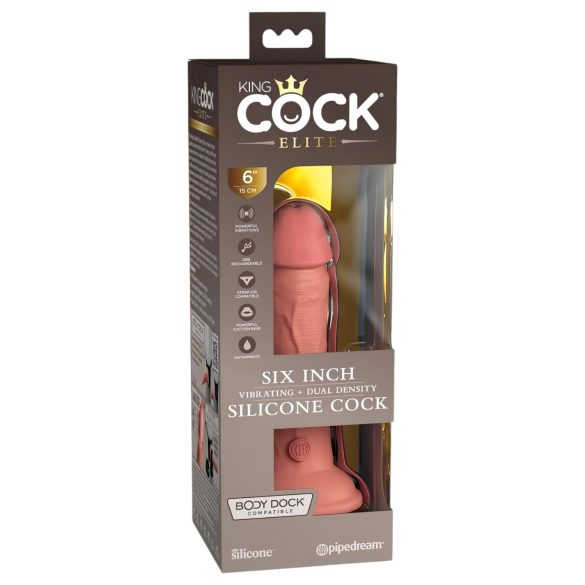 King Cock Elite 6 - Lebensechter Vibrator 15cm (dunkel natur)